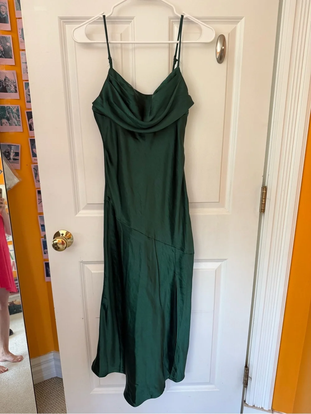 Elegant Dark Green Slip Dress with Cowl Neck